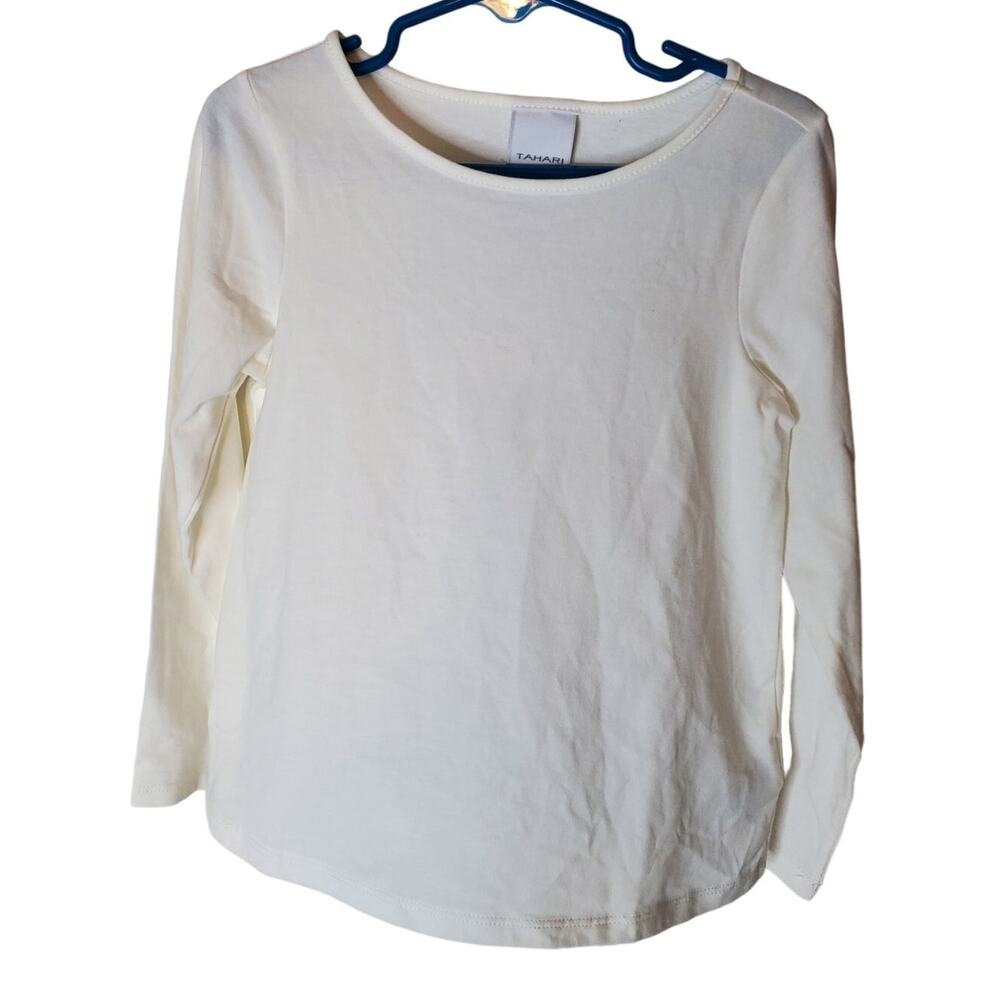 Tahari Little Girls 4T Cream/Ivory Crew Neck Tee, NWOT